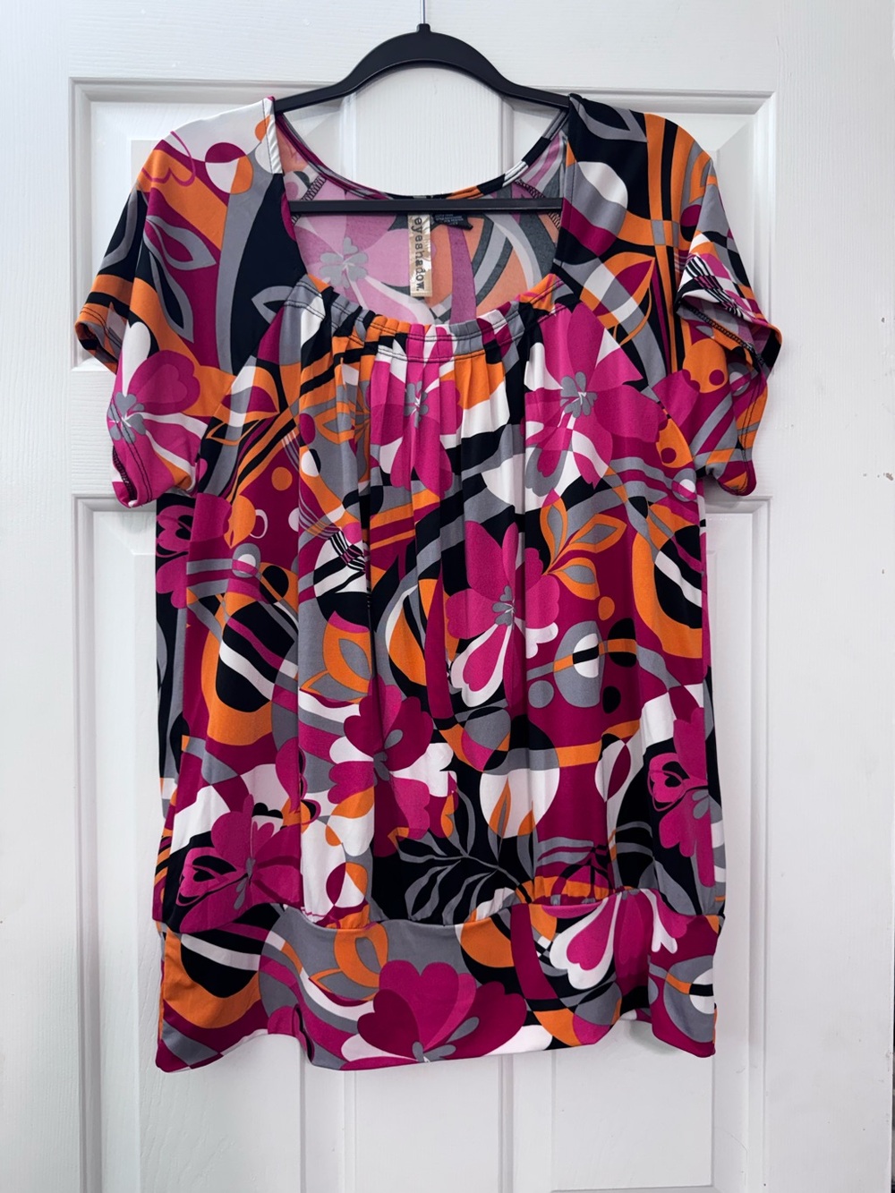 EYEYSHADOW Pink Orange Black Floral Pleated shirt